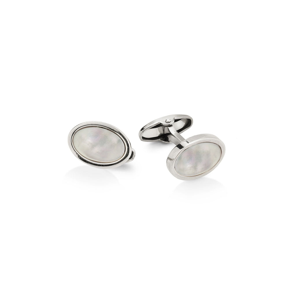 Unoaerre - Gemelli ovali in argento e madreperla