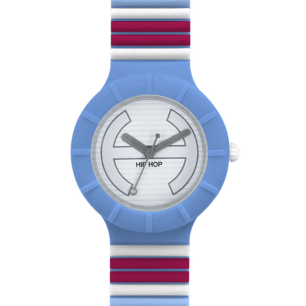 Hip­ Hop - Orologio Da Donna In Silicone Stampato Millerighe - Blue/Red