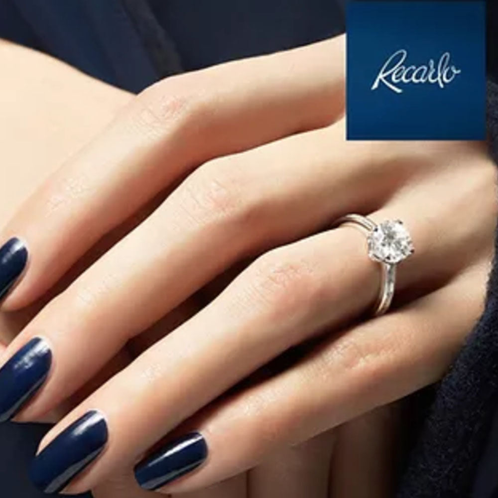 RECARLO - ANELLO ANNIVERSARY SOLITARIO A SEI PUNTE IN ORO BIANCO CON DIAMANTE