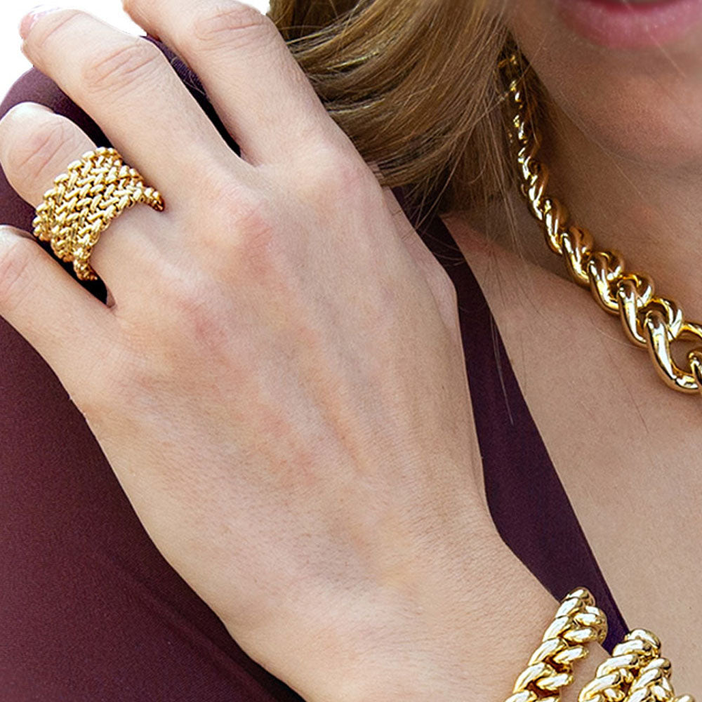 UNOAERRE - ANELLO CHICCO DI RISO IN BRONZO DORATO