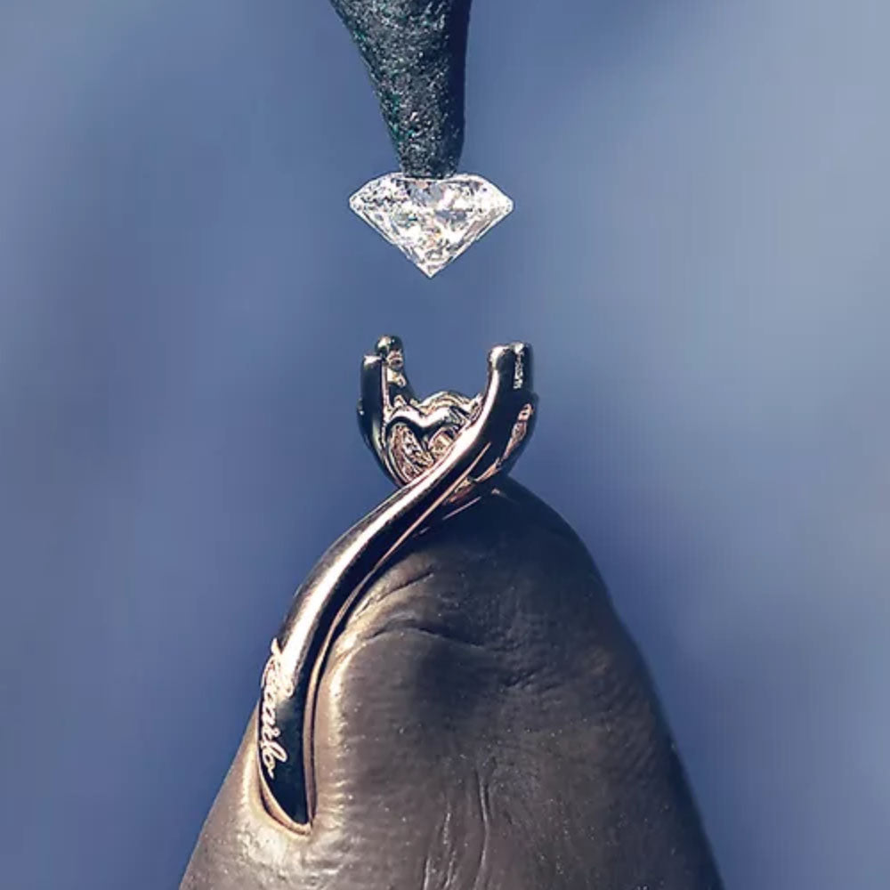 RECARLO - ANELLO ANNIVERSARY SOLITARIO A SEI PUNTE IN ORO BIANCO CON DIAMANTE