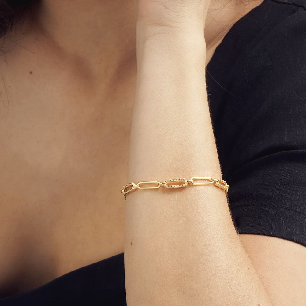 Unoaerre - Bracciale In Argento Dorato Con Cubic Zirconia Dorati