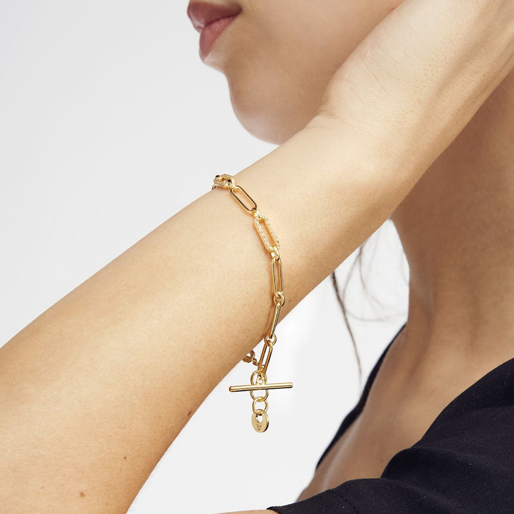 Unoaerre - Bracciale In Argento Dorato Con Cubic Zirconia Dorati