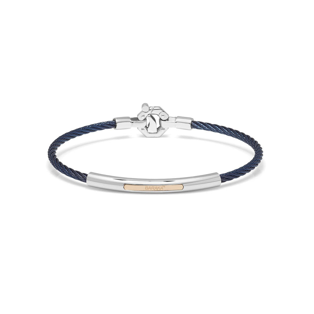 Barakà - Bracciale in oro rosa, acciaio e PVD blu con diamante | 17cm