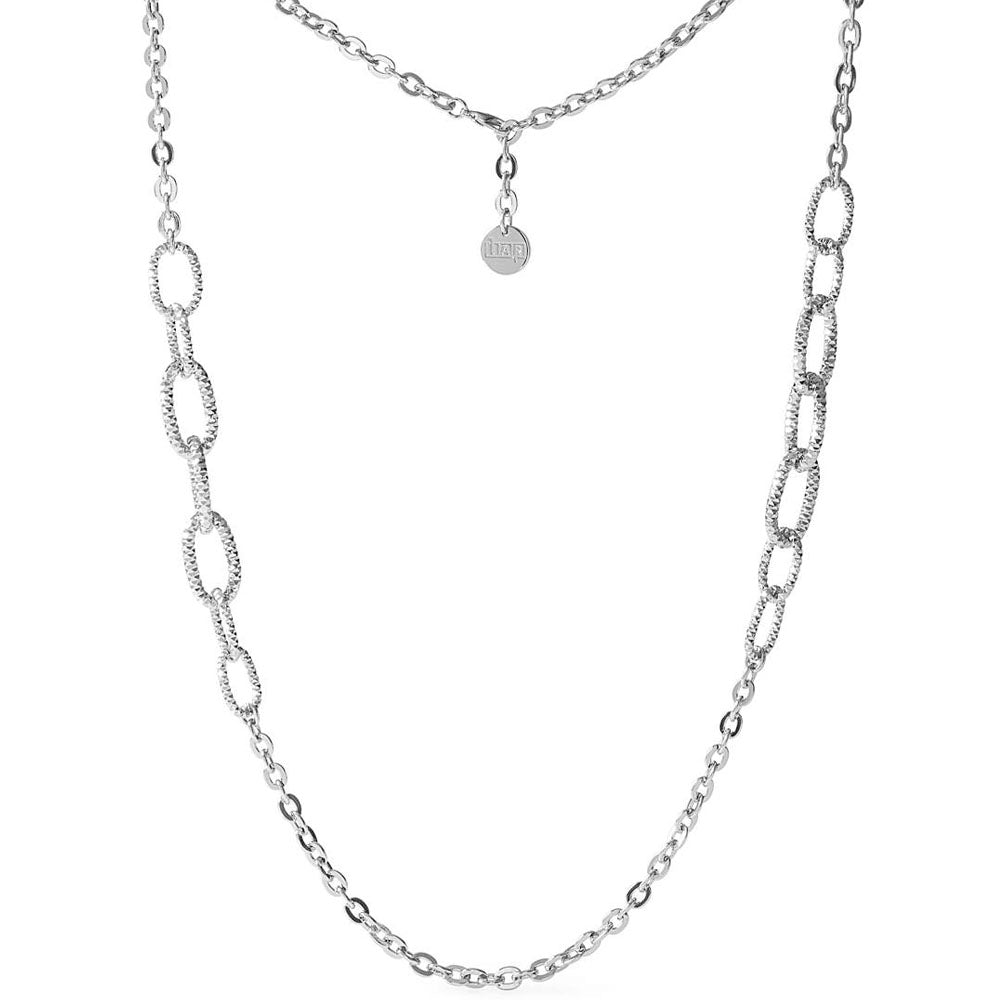 UNOAERRE - COLLANA LUNGA A MAGLIA CLASSICA IN BRONZO COLOR ARGENTO