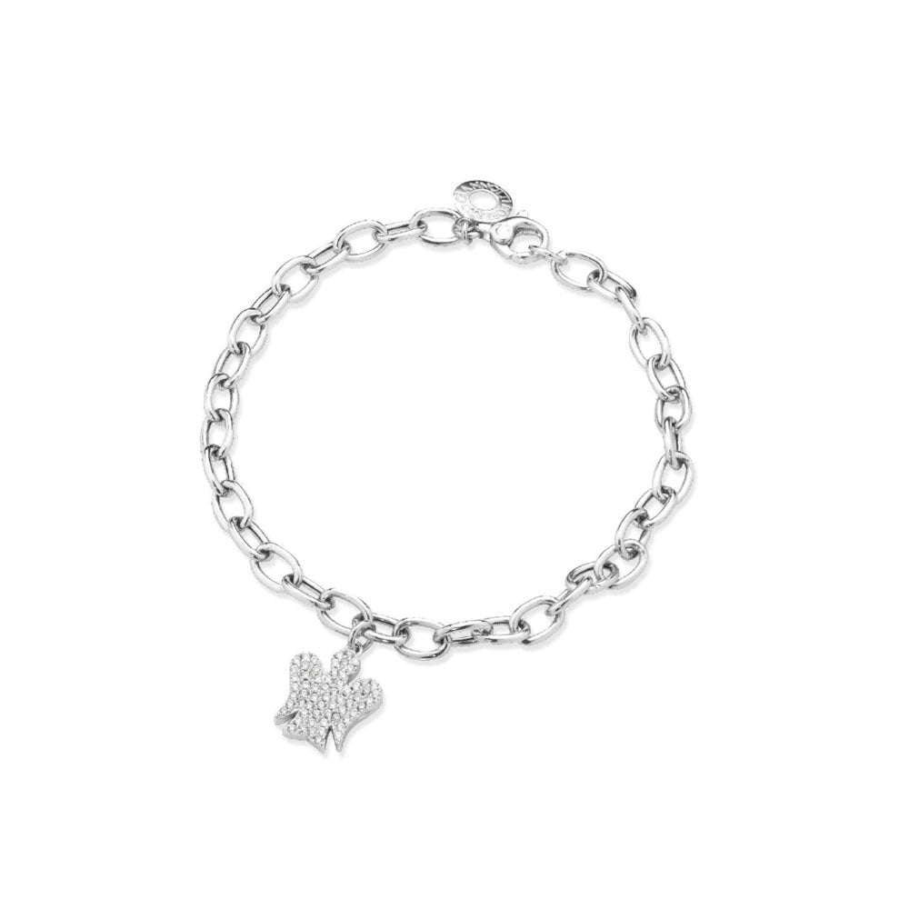 Roberto Giannotti - Bracciale Con Angelo Charm “Double Face” In Argento E Zirconi Bianchi