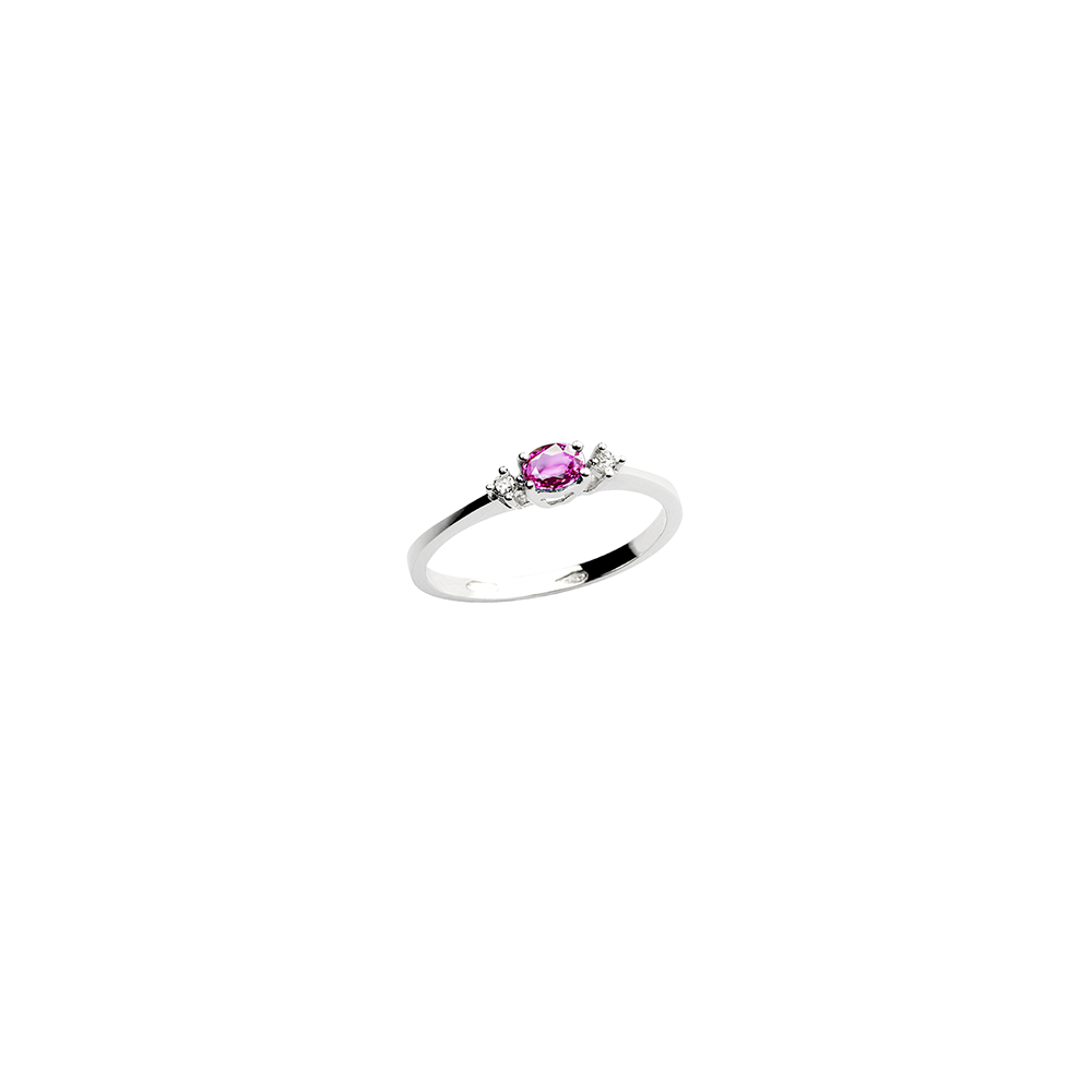 Gagliardi - Anello in oro bianco con zaffiro rosa e diamanti