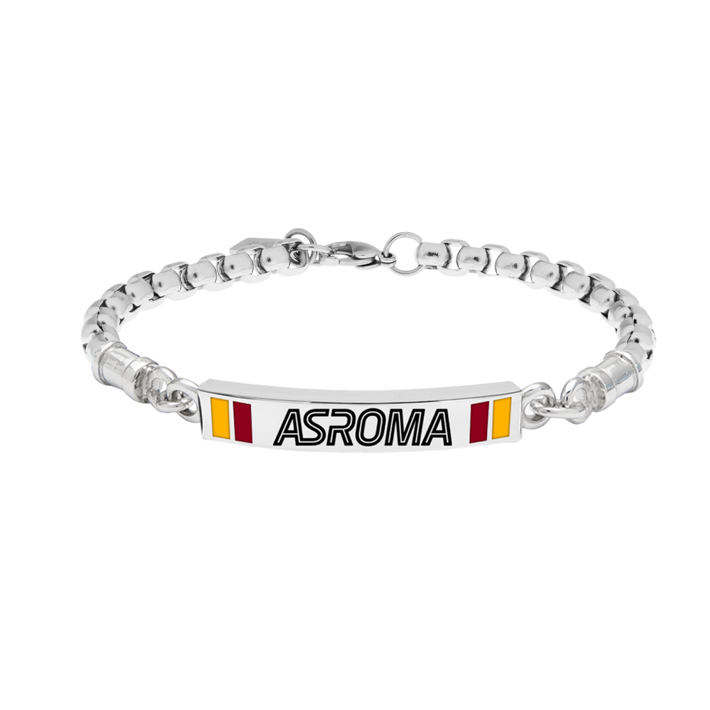 As Roma - Bracciale Ufficiale Roma In Acciaio 316L Con Smalto