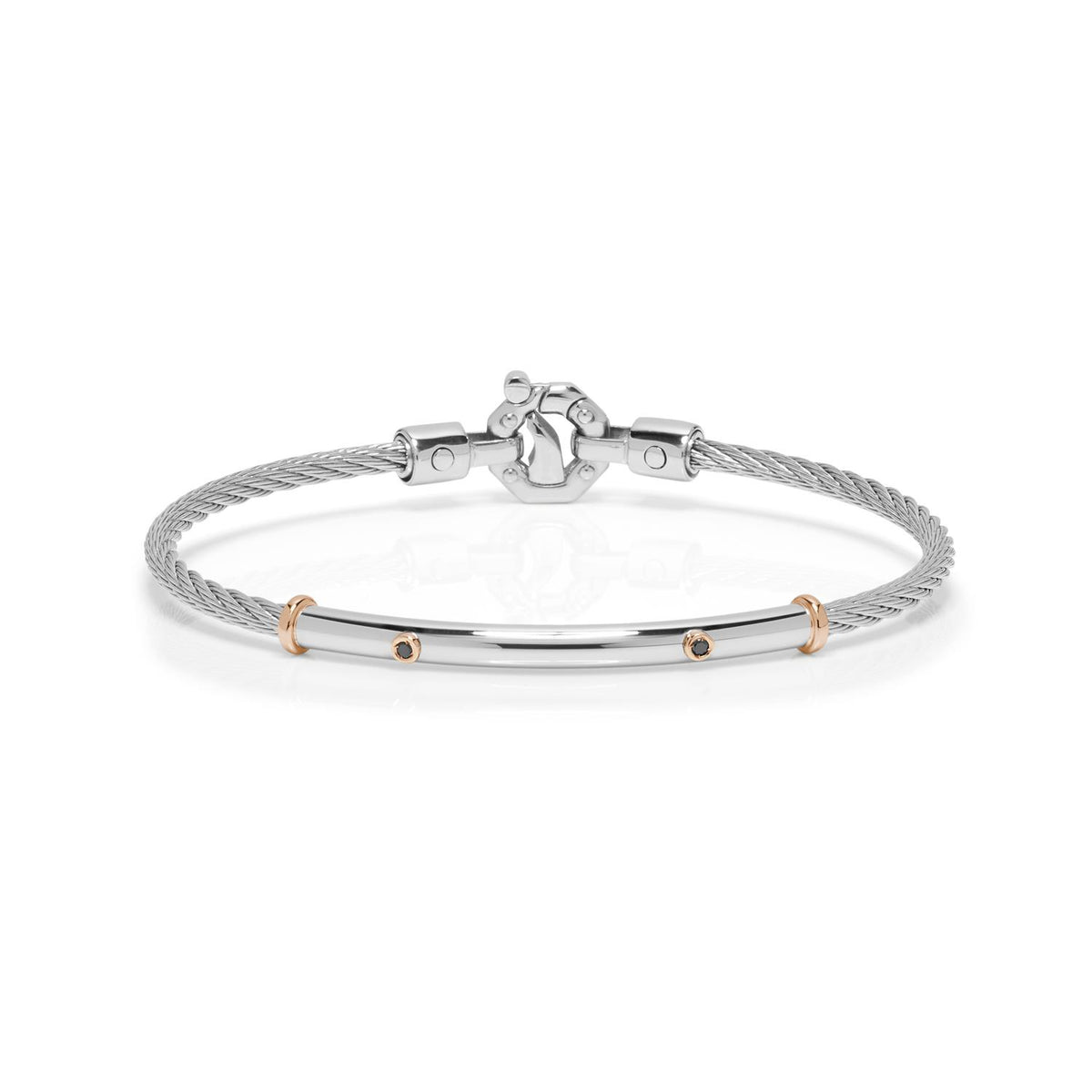 Barakà - Bracciale In Oro Rosa, Acciaio Con Diamanti Neri