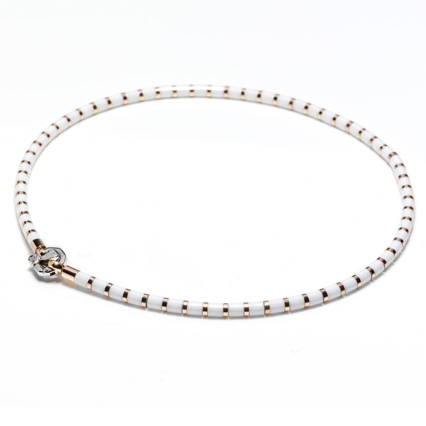 Barakà - Collana Girocollo in oro rosa e ceramica bianca