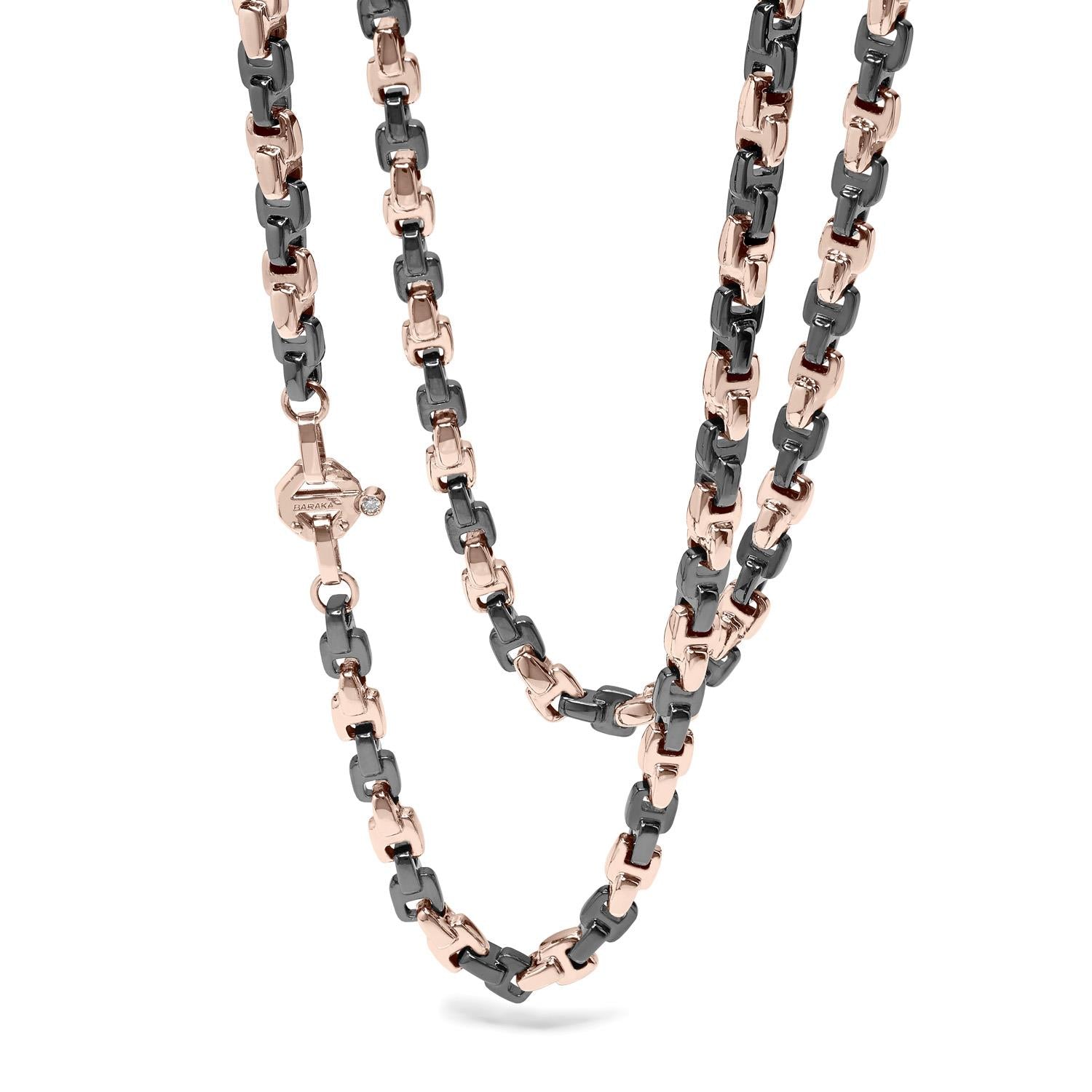 Barakà - Collana girocollo in oro rosa e ceramica nera con diamante bianco