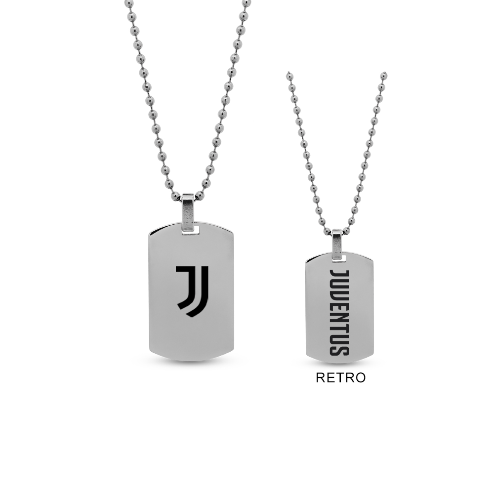 Juventus Fc - Girocollo Ufficiale Juventus In Acciaio 316L Con Piastra Militare Con Frasi