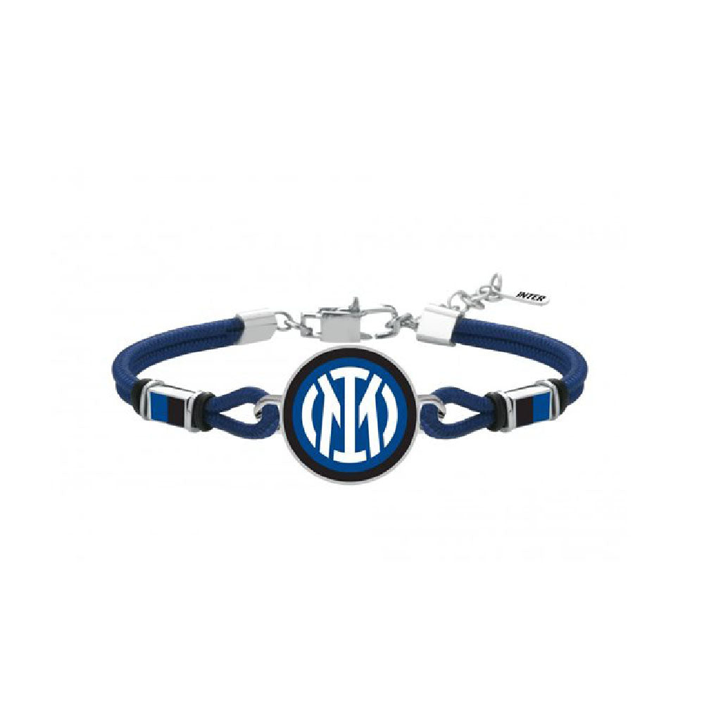 FC INTERNAZIONALE - BRACCIALE UFFICIALE INTER IN CORDINO E ACCIAIO 316L CON SMALTO