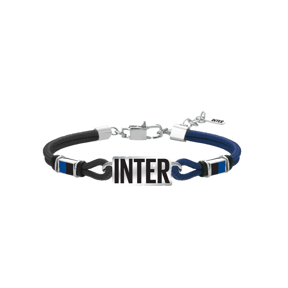 Fc Internazionale - Bracciale Ufficiale Inter In Cordino Con Piastra In Acciaio 316L E Smalto