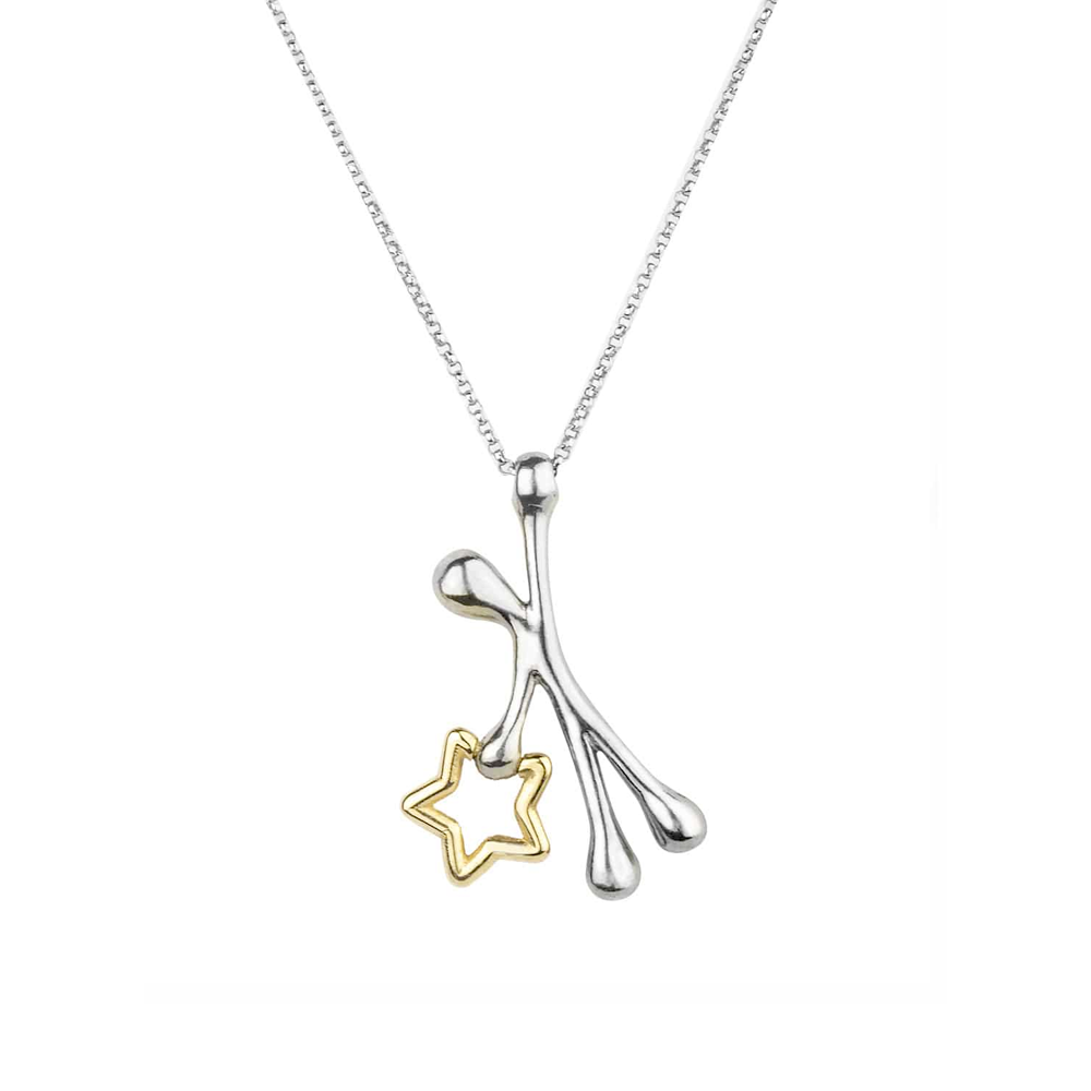 Pensieri Felici - Collana E Omino In Argento 925 Stella In Oro 14 Kt