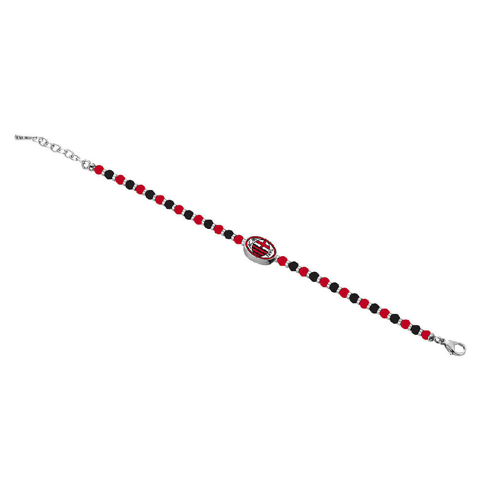 Ac Milan - Bracciale Ufficiale Milan In Acciaio 316L Con Pietre Naturali E Smalto