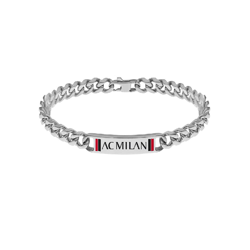 AC MILAN - BRACCIALE UFFICIALE MILAN IN ACCIAIO 316L CON PIETRE NATURALI E SMALTO