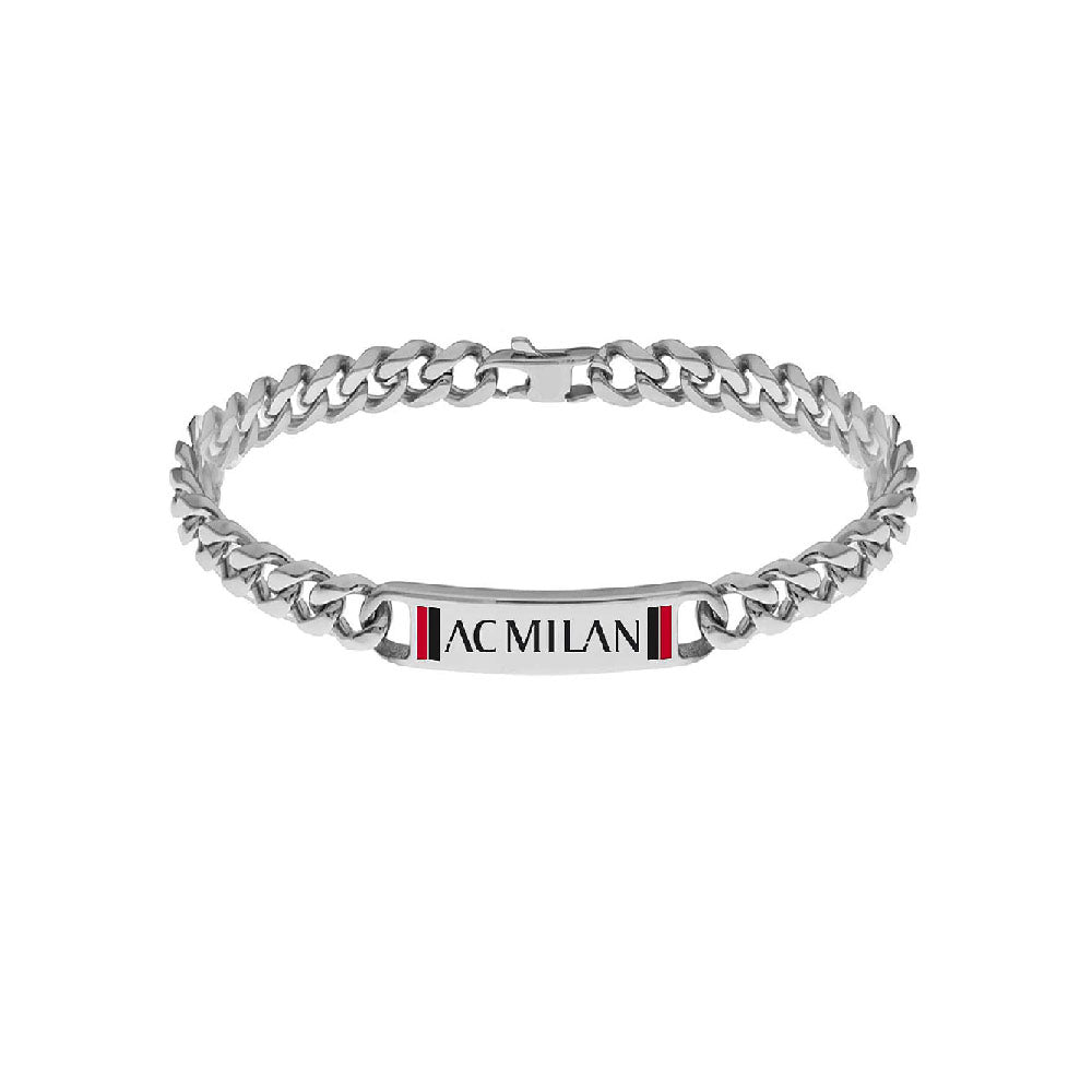 Ac Milan - Bracciale Ufficiale Milan In Acciaio 316L Con Pietre Naturali E Smalto