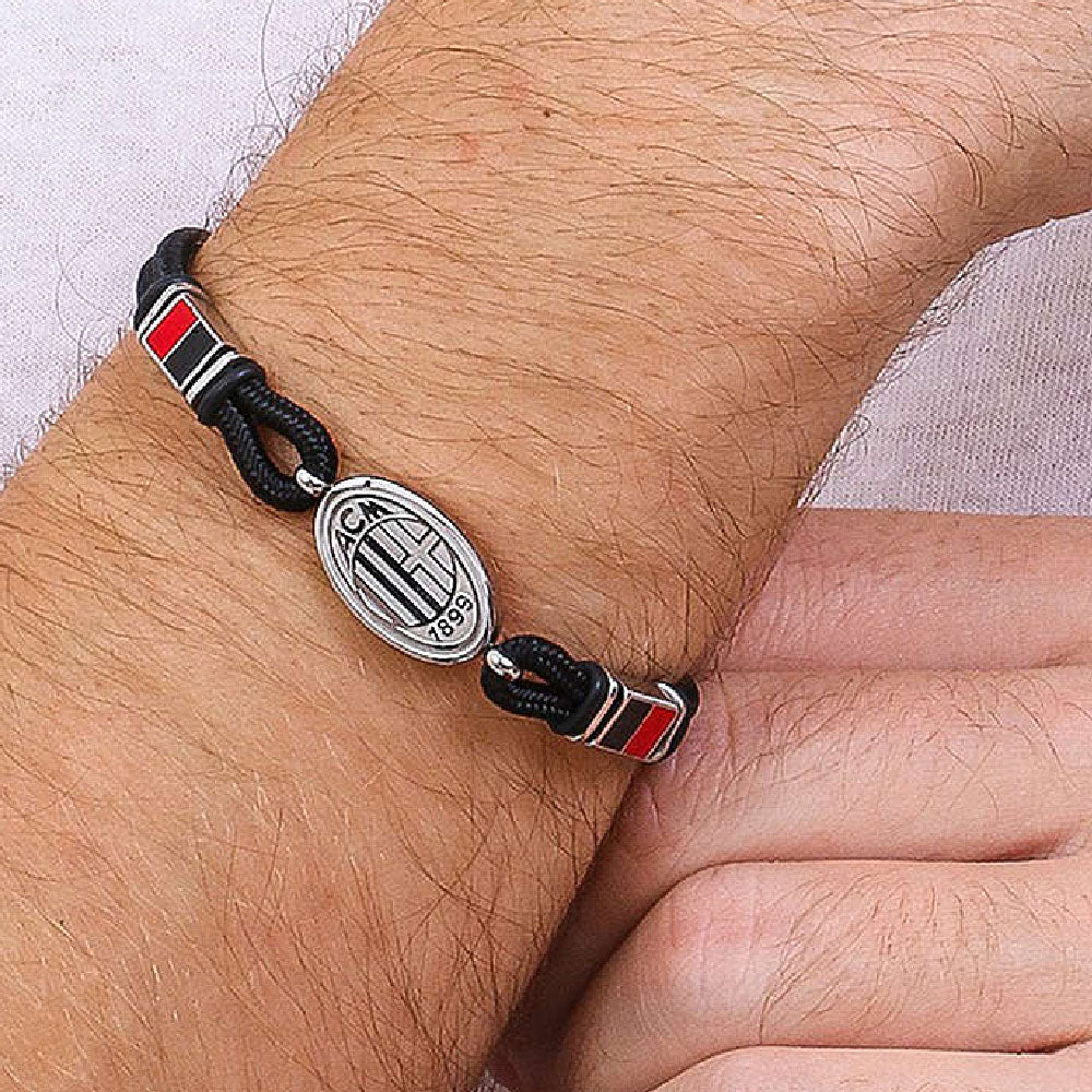 Ac Milan - Bracciale Ufficiale Milan In Acciaio 316L Con Smalto