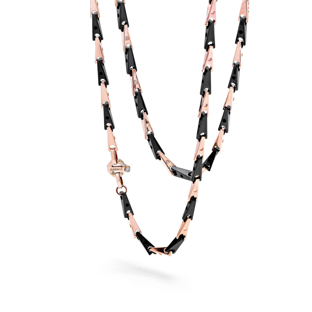 BARAKA' - COLLANA IN CERAMICA E ORO ROSA CON DIAMANTE