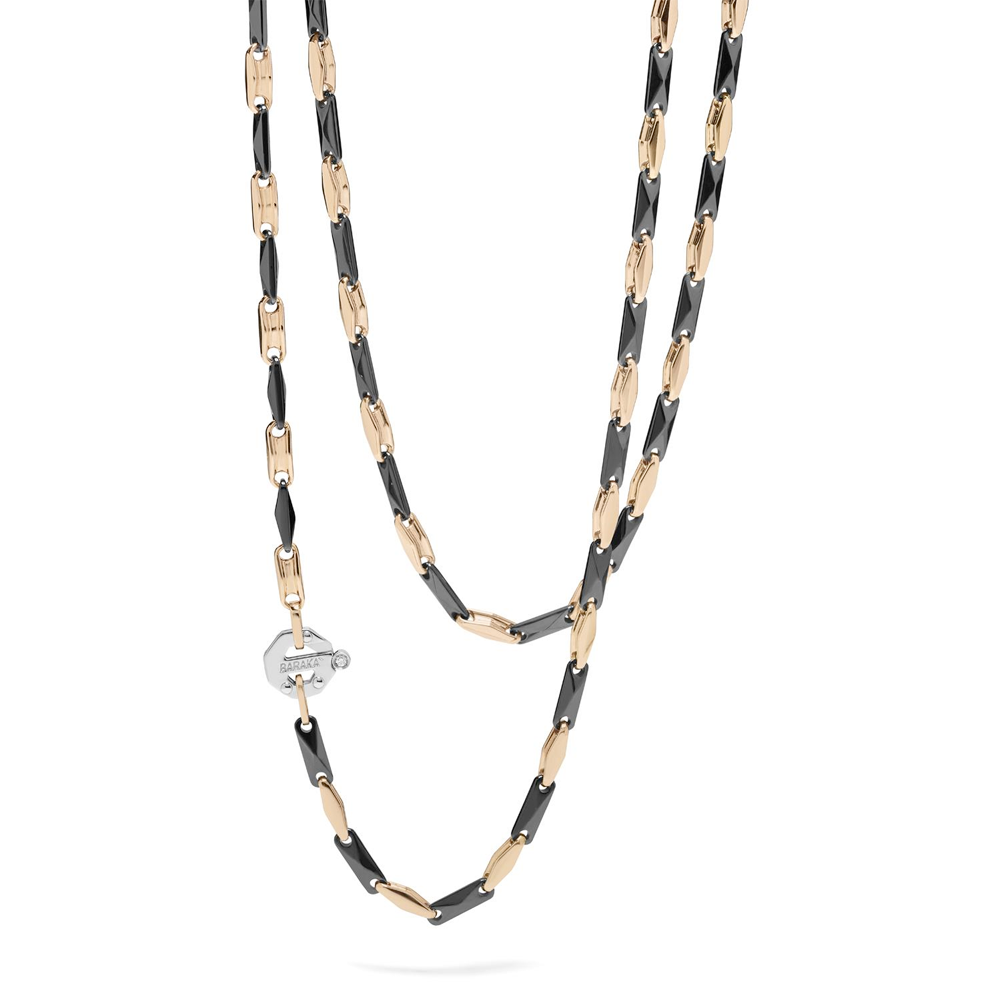 BARAKA' - COLLANA IN CERAMICA E ORO ROSA CON DIAMANTE