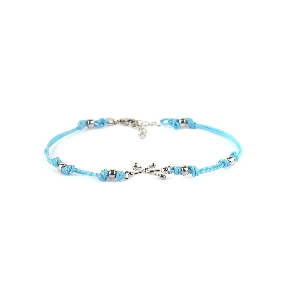 PENSIERI FELICI - BRACCIALE IN ARGENTO 925 E CORDINO NAUTICO REGOLABILE