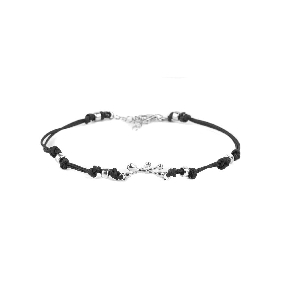 PENSIERI FELICI - BRACCIALE IN ARGENTO 925 E CORDINO NAUTICO REGOLABILE