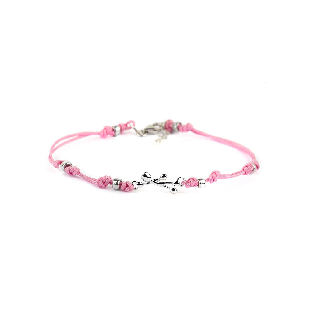PENSIERI FELICI - BRACCIALE IN ARGENTO 925 E CORDINO NAUTICO REGOLABILE