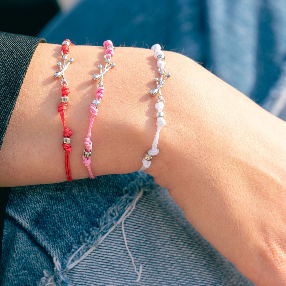 PENSIERI FELICI - BRACCIALE IN ARGENTO 925 E CORDINO NAUTICO REGOLABILE