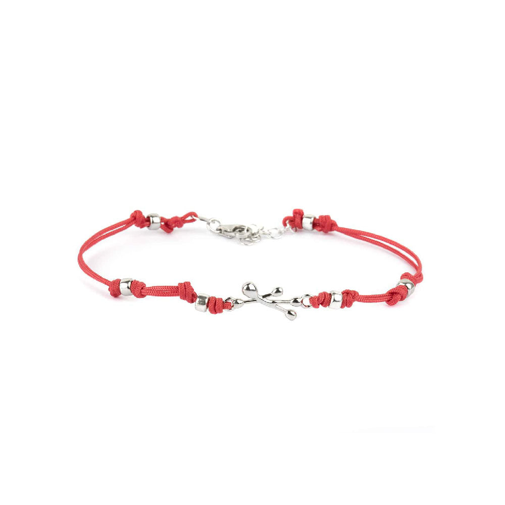 PENSIERI FELICI - BRACCIALE IN ARGENTO 925 E CORDINO NAUTICO REGOLABILE