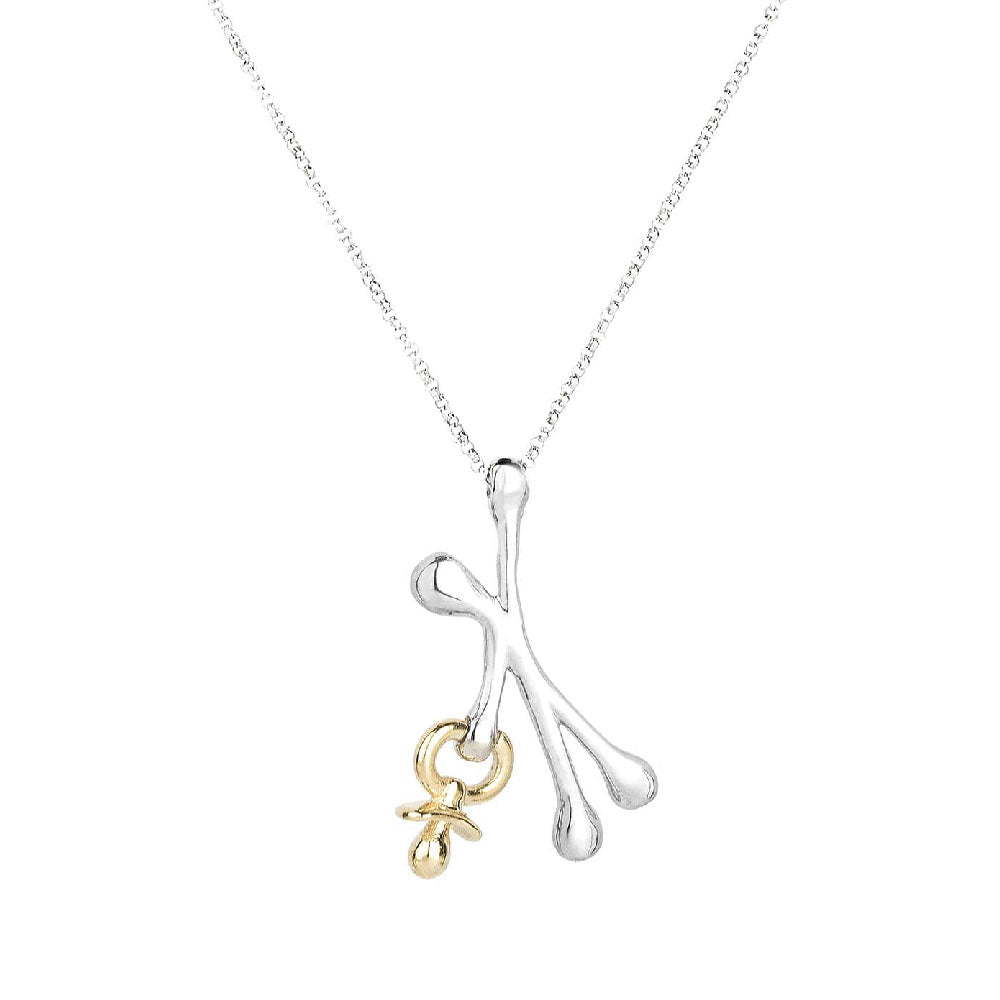 PENSIERI FELICI - COLLANA E OMINO IN ARGENTO 925 E CIUCCIO IN ORO 14 KT
