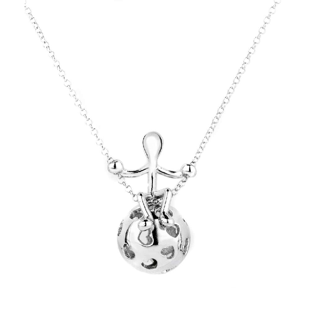 PENSIERI FELICI - COLLANA E CIONDOLO IN ARGENTO 925 CON PALLINA E SONAGLIO INTERNO
