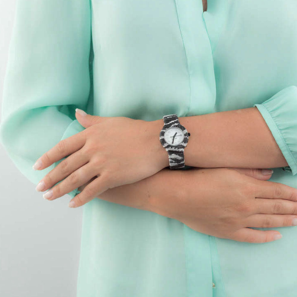 Hip ­Hop - Orologio Unisex In Silicone Rivestito In Tessuto Animalier