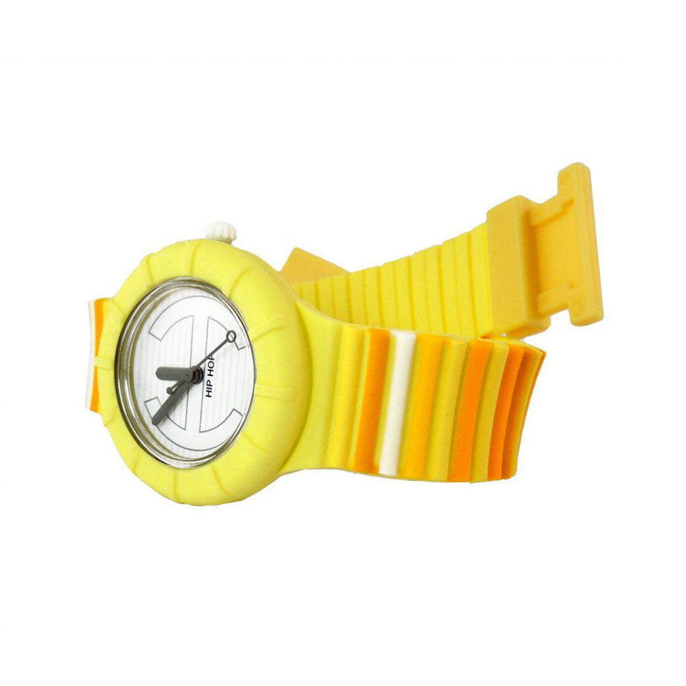 Hip­ Hop - Orologio Da Donna In Silicone Stampato Millerighe - Yellow