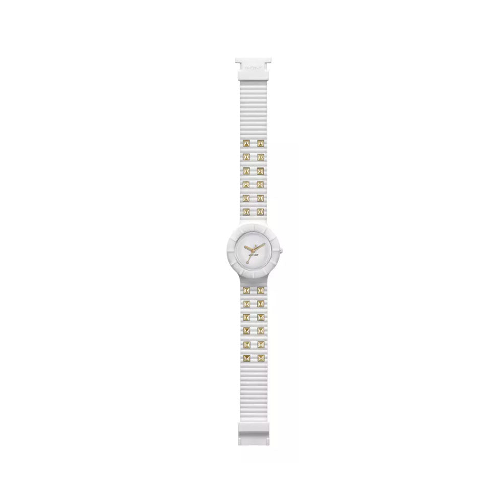 Hip ­Hop - Orologio Da Donna In Silicone Stampato Borchie Rock - White Cream