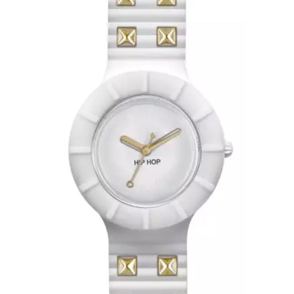 Hip ­Hop - Orologio Da Donna In Silicone Stampato Borchie Rock - White Cream