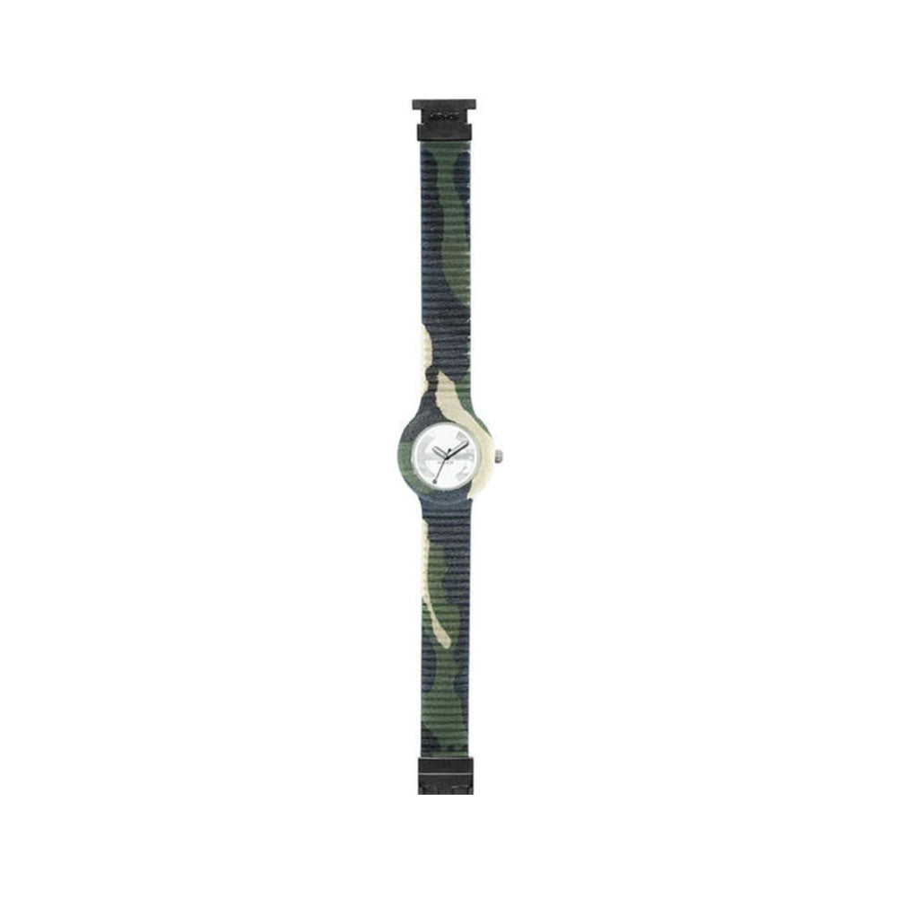 Hip ­Hop - Orologio Unisex In Silicone Rivestito In Tessuto Camouflage - Yellow Camo
