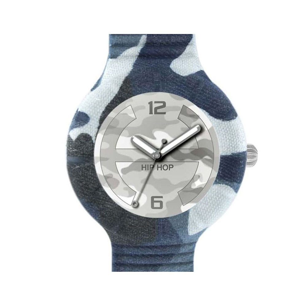 Hip­ Hop - Orologio Unisex In Silicone Rivestito In Tessuto Camouflage - Ocean Camo