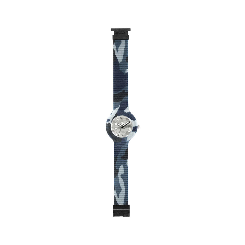 Hip­ Hop - Orologio Unisex In Silicone Rivestito In Tessuto Camouflage - Ocean Camo