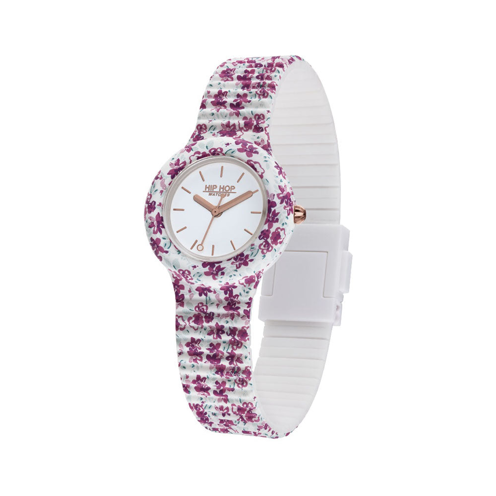 Hip­ Hop - Orologio Da Donna In Silicone Stampato Spring Fever - Pink Flower