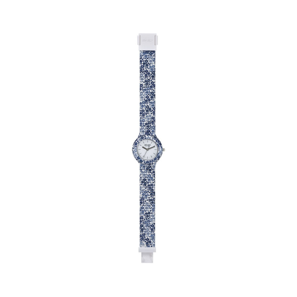 Hip­ Hop - Orologio Da Donna In Silicone Stampato Spring Fever - Blue Flower