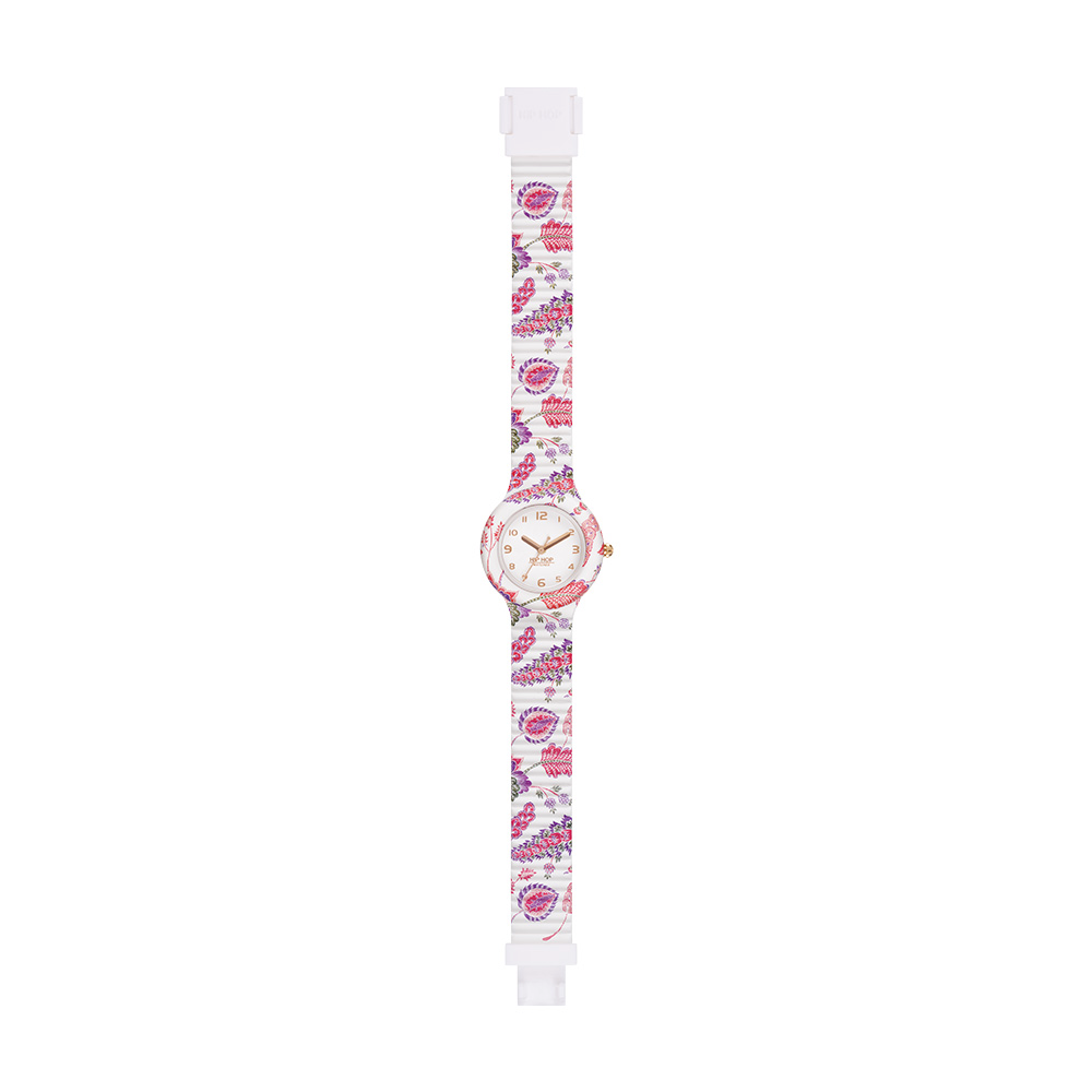 HIP HOP  - OROLOGIO CROCHET BIANCO CON LE FOGLIE