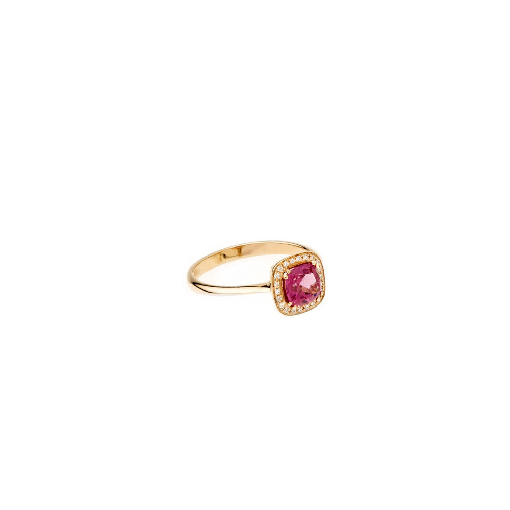 POLELLO - ANELLO IN ORO ROSA CON DIAMANTI E TORMALINA ROSA