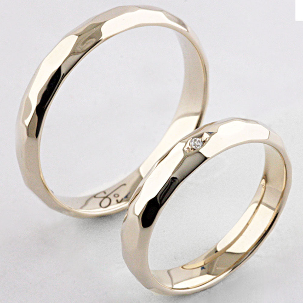 POLELLO - FEDE NUZIALE IN ORO CHAMPAGNE E CON DIAMANTE - 4MM