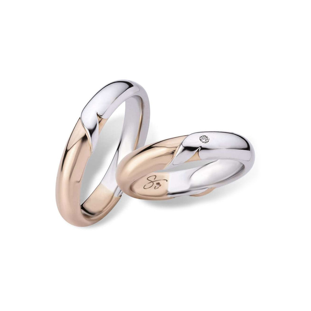 POLELLO - FEDE BICOLOR IN ORO BIANCO E ORO ROSA 18KT CON DIAMANTI