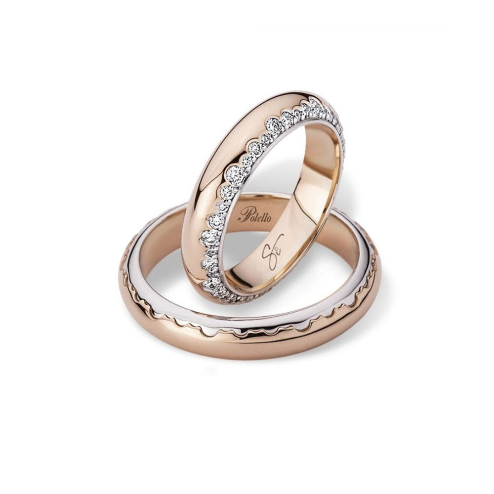 POLELLO - FEDE BICOLOR IN ORO BIANCO E ORO ROSA 18KT CON DIAMANTI