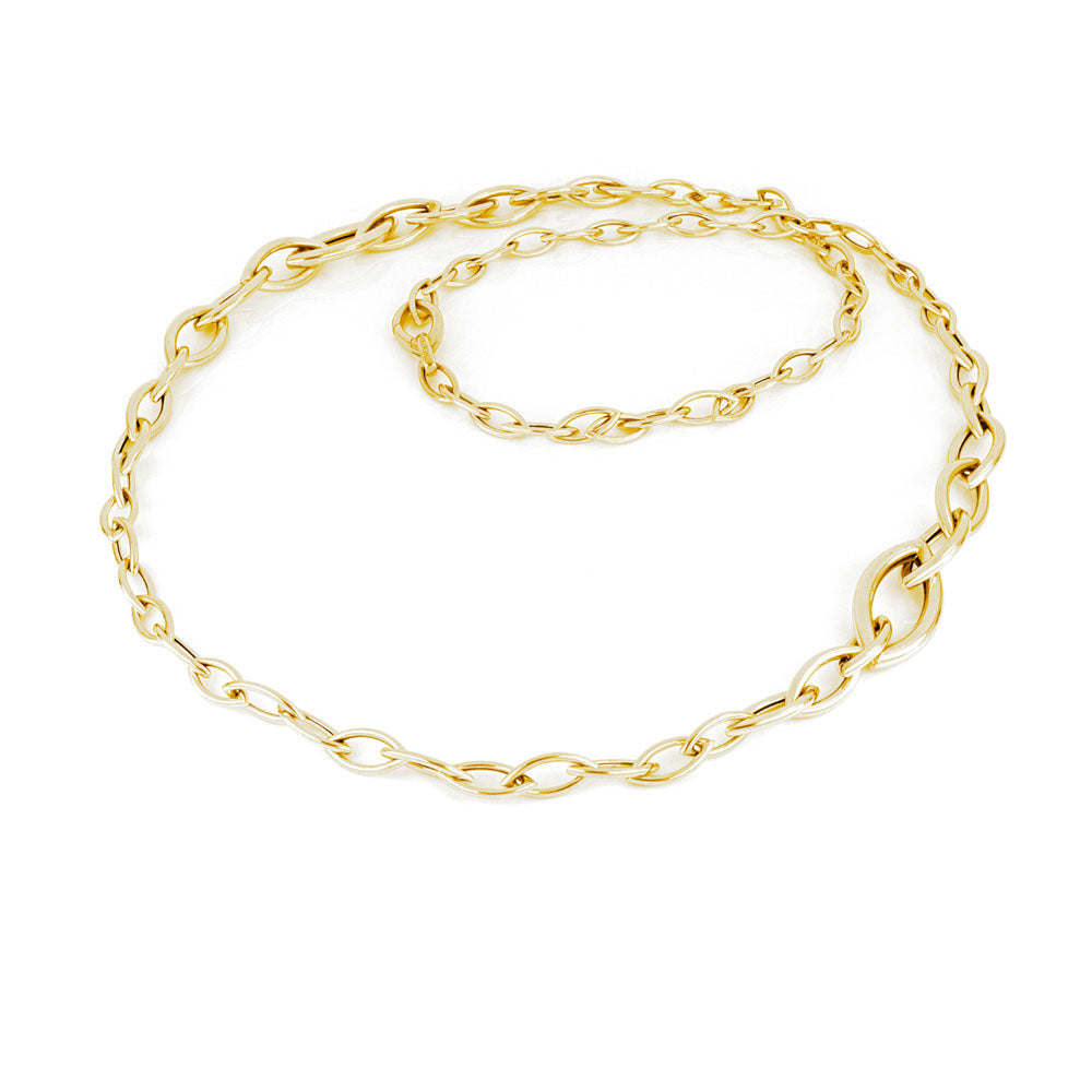 Unoaerre - Collana Lunga In Argento Dorato Catena Navette