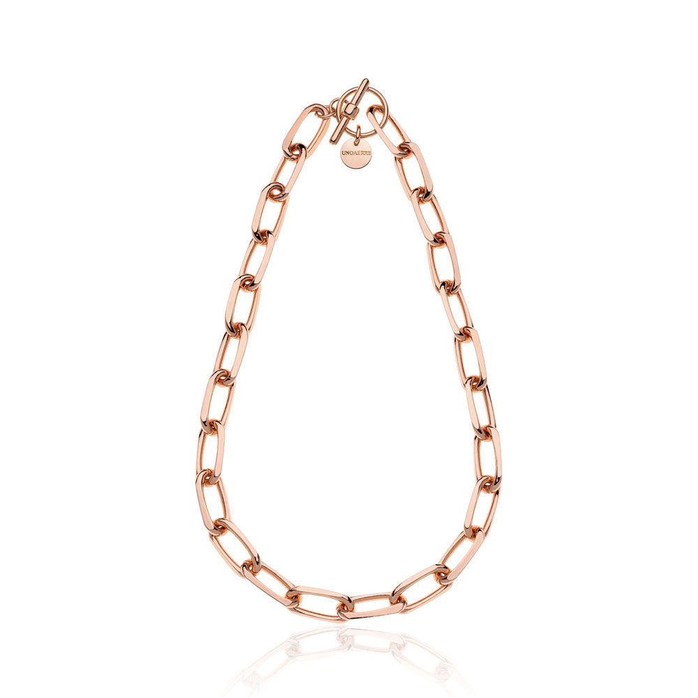 Unoaerre - Collana In Bronzo Dorato Rosa Catena Forzatina
