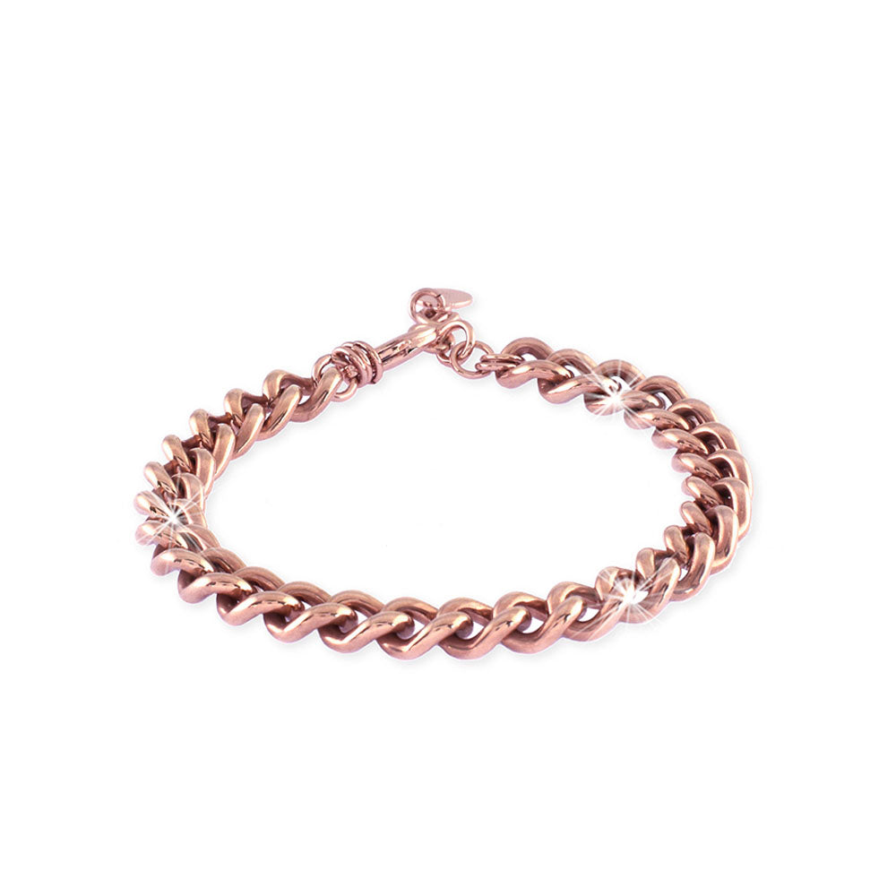 UNOAERRE - BRACCIALE CON CATENA GRUMETTA MINI IN BRONZO DORATO ROSA