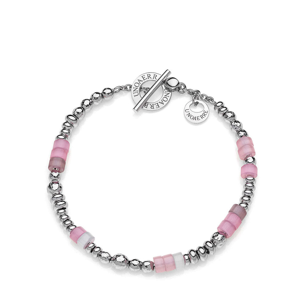 Unoaerre - Bracciale In Argento 925 Rodiato Con Sfere Lucide Martellate